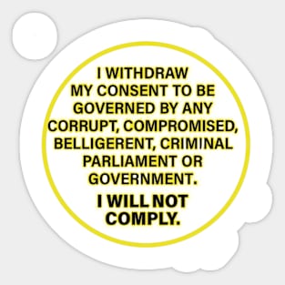 I will not Comply Sticker